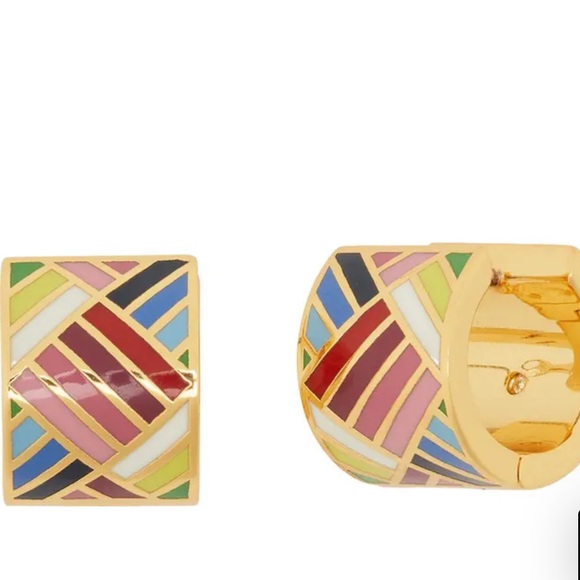 kate spade Jewelry - 🎉HP🎉🆕KATE SPADE NEW YORK
Gold-Tone Multicolor Patchwork-Style Huggie Earrings